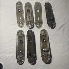7 Vintage Antique Victorian Large ART NOUVEAU DOOR KNOB ESCUTCHEON BACK PLATE