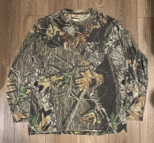 Vintage Camo Mossy Oak Long Sleeve Tshirt made in USA no flaws