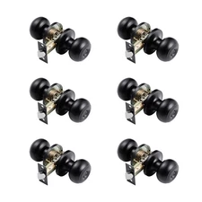 VEVOR Round Privacy Door Knobs for Bedroom Bathroom Matte Black 6 Pack Keyless