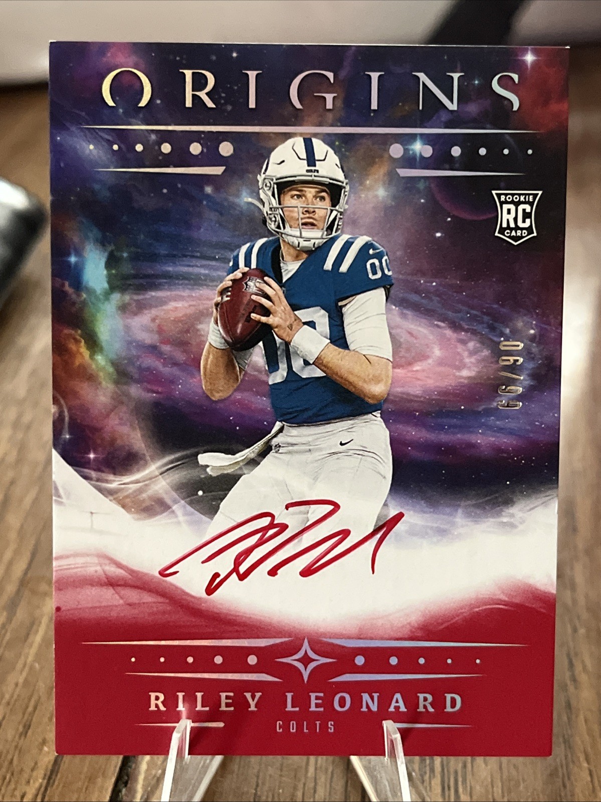 2025 Panini Origins - Rookie Autographs Riley Leonard #RA-RLE Red /99 (AU, RC)