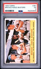 1958 Topps #351 / Braves Fence Busters / Hank Aaron / Ed Mathews / PSA 5 EX