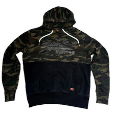 Superdry vintage BRITTISH hoodie camo black fleece JAPAN LOGO drawstring mens L