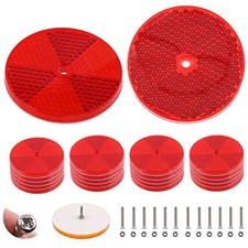 36Pcs Round Front Reflector Driveway Trailer Reflectors, 3 Inch Reflective Red