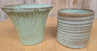 Lot Of Vintage Frankoma Pottery Green Fluted Vase Planter MCM A6, 272 Old