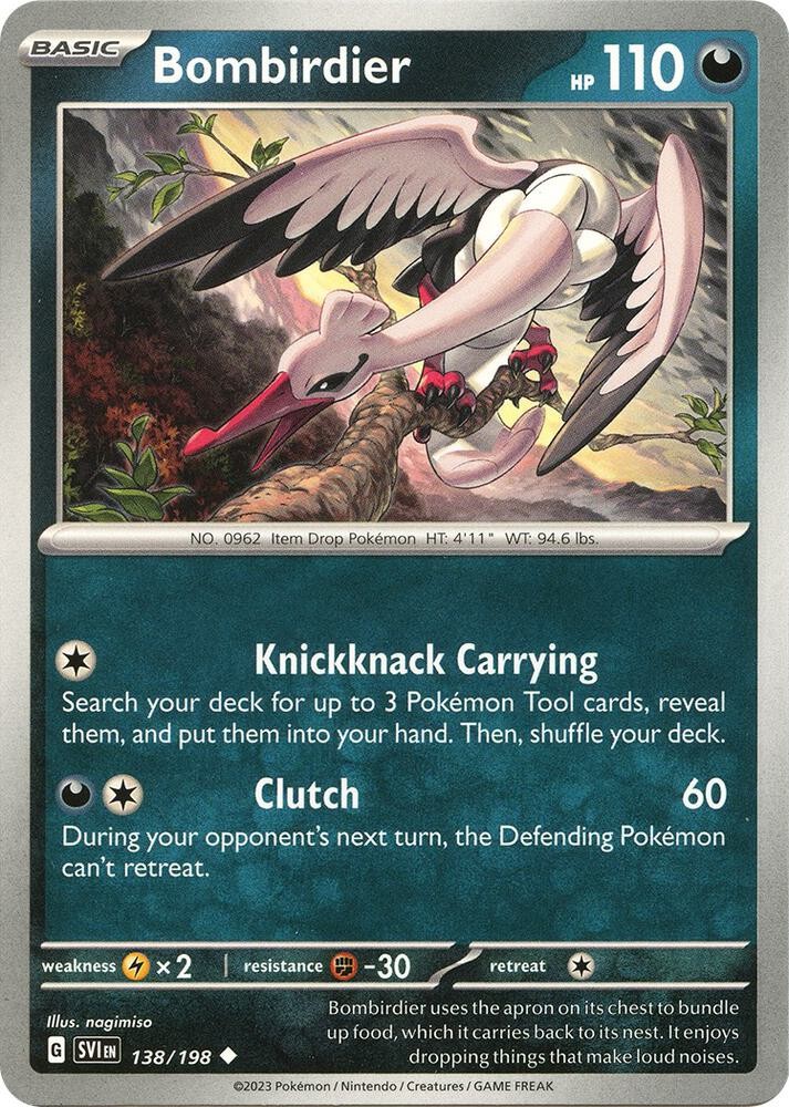 Pokemon Bombirdier 138/198 Reverse Holo SV01: Scarlet & Violet Base Set Uncommon