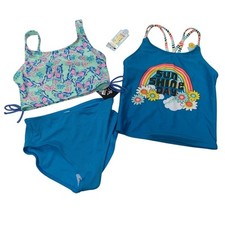 New Art Class Cat  Jack Girls Large 2 Bikini Tops 1 Bottom Swim Suit 3PC Set