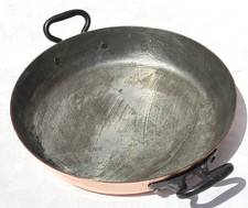 Vintage 14.2inch French Round Copper Pan Frying Pan Tin Lining 2mm 7.7lbs