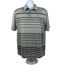 Ben Hogan Performance Men's Large Grey Striped Short Sleeve Golf Polo Shirt