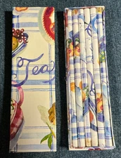 VTG Twos Company set 6 decorative paper wrap 7” pencils in art wrap 7” X 2” box