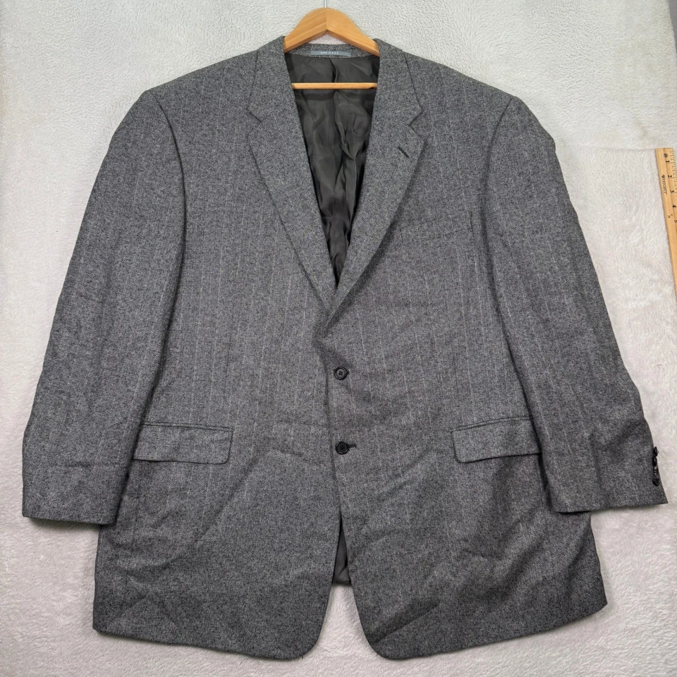 Hickey Freeman Mens 54L Gray Herringbone Tweed Wool Blazer 2-Button Preppy GUC - Image 2 of 4
