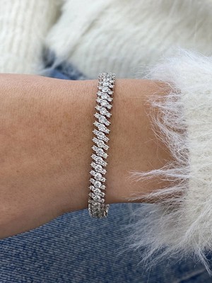 6,00 kt rundes Laborgefertigtes Diamant Damen Tennis Armband 14 K Weißgold vergoldet