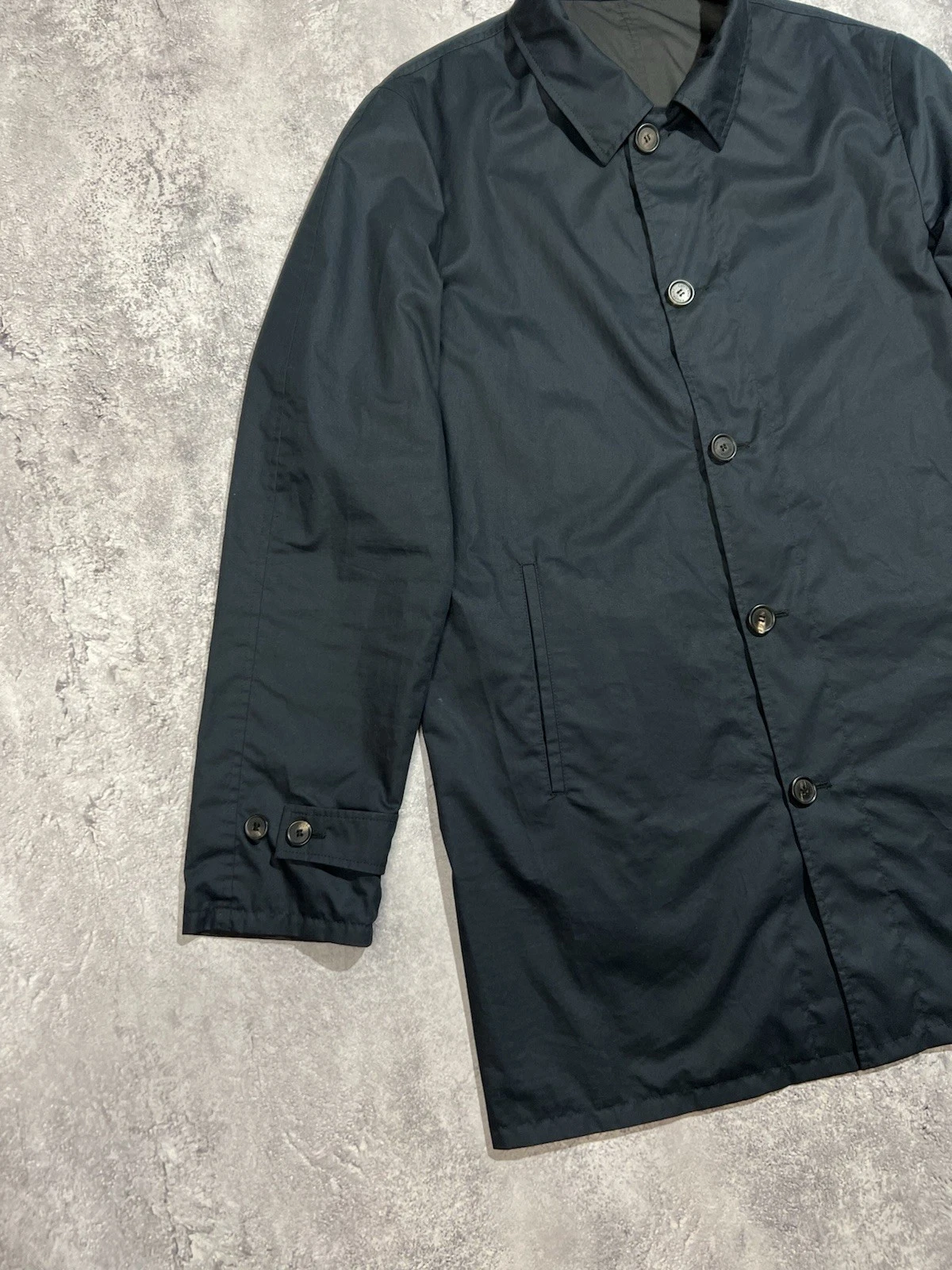 ⁠VTG Calvin Klein Collection Italy Reversible Coat Jacket Mens L 50 Dark Navy⁠ image 4