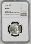 1936 Washington Quarter NGC MS66 Brilliant White