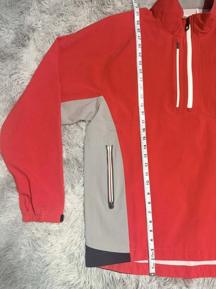 Pulôver de golfe FootJoy DryJoys Tour XP jaqueta impermeável masculina grande vermelha meio zíper - Imagem 3 de 4