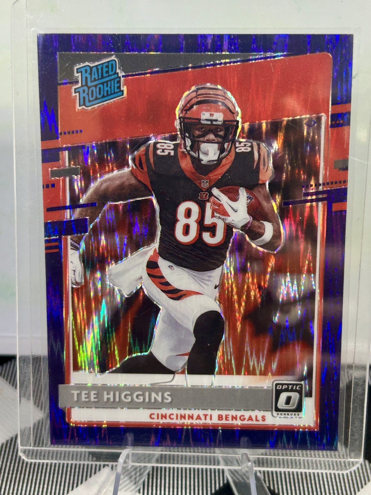 2020 Panini Donruss Optic Rated Rookies Tee Higgins #160 Purple Shock Prizm (RC)