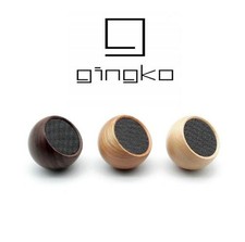 Portable Bluetooth Selfie Speaker Natural Wood with Strap USB Charge Gingko 6cm