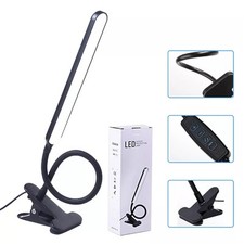 Dimmable Clip-On LED Desk Lamp Flexible Reading Light Black US