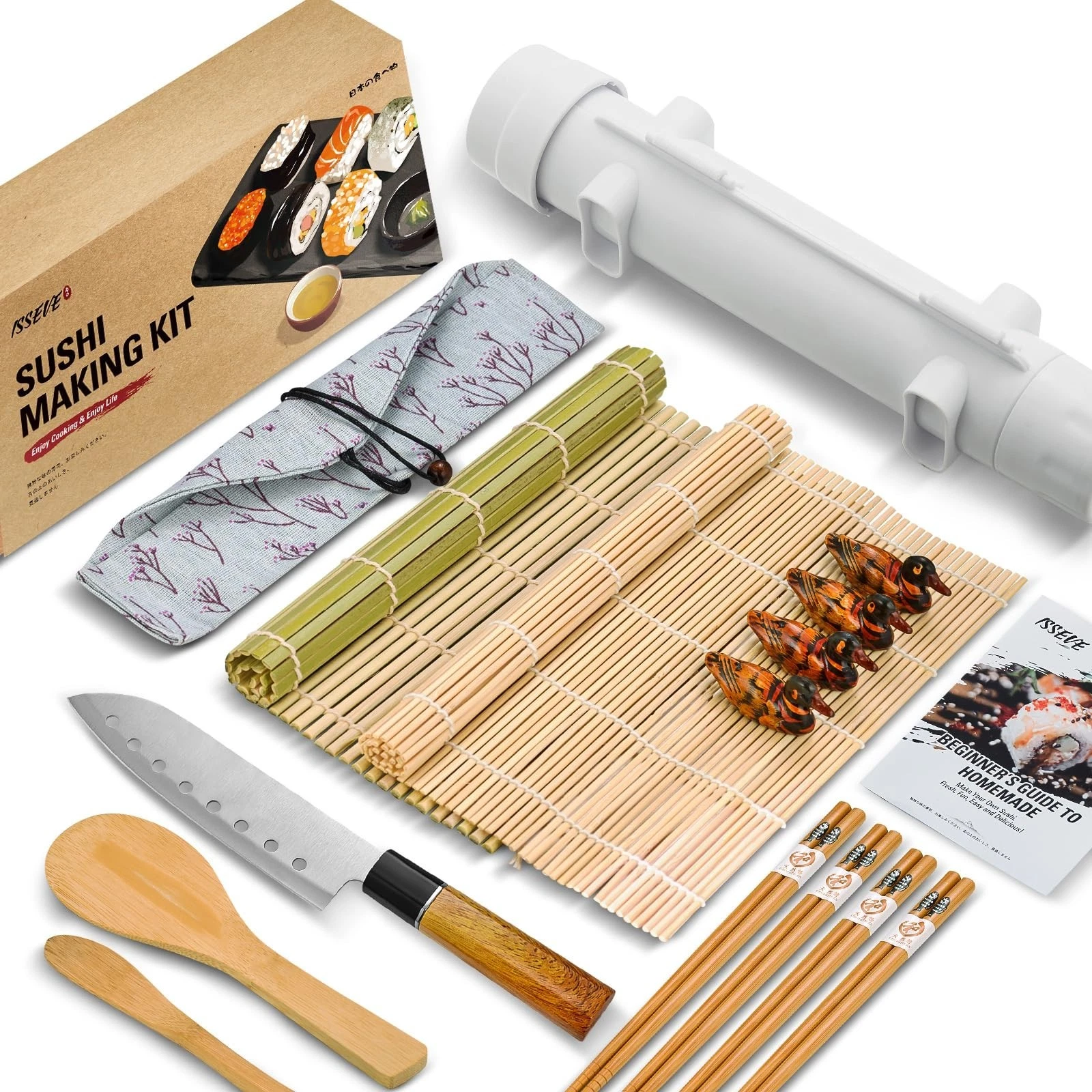 Sushi Making Kit - DIY Sushi Roller with Bazooka, Bamboo Mats, Knife & Chopstick