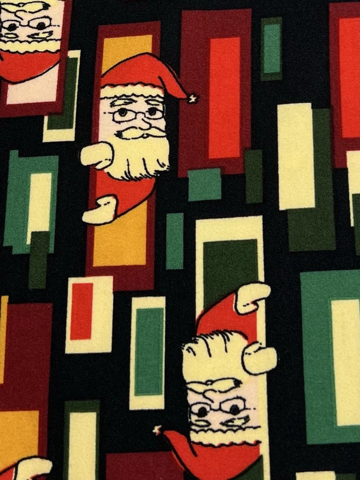 Leggings LuLaRoe TC2 alta curvilínea 2 Natal SANTA feriado retrô listra elástica - Imagem 3 de 4