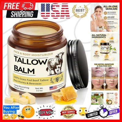 Beef Tallow for Skin, Organic Whipped Tallow and Honey Balm, Grass Fed Beef T...