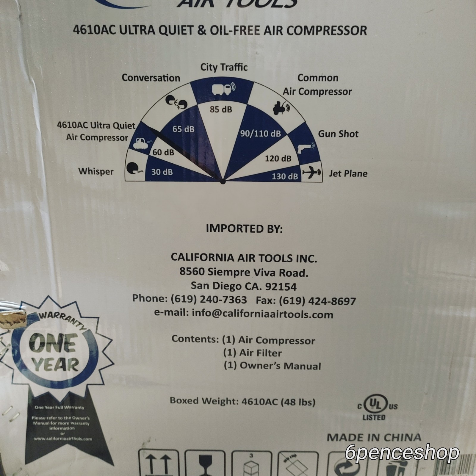 California Air Tools 4610AC Ultra Quiet Oil Free 4.6 Gallon Air Compressor 60 dB