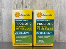 Lot Of 2 Renew Life Ultimate Flora Probiotic 20 Billion - 60 Capsules X 2