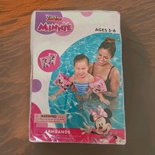 Minnie Mouse Disney Jr Swimming Inflatable Armbands Floaties Pink Ages 3-6 NIB