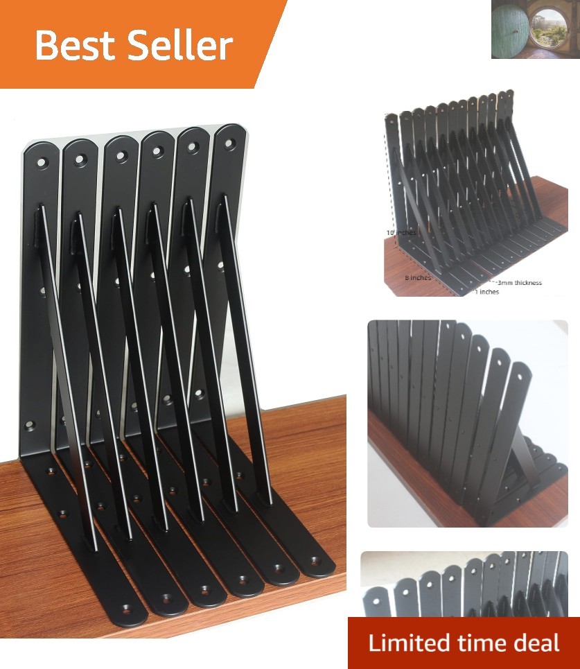 Heavy-Duty 10x8 Black Shelf Brackets Rust-Resistant Stylish Design