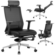 Ergonomic Office Chair with Footrest, 145  Reclining, Adjustable Lumbar  Hea...
