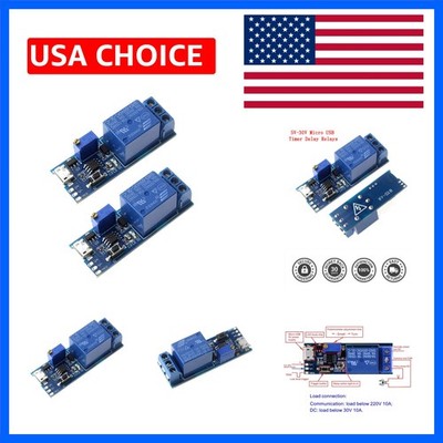 2pcs DC 5V Trigger Time Delay Switch Relay Module Adjustable Time Delay Contr...