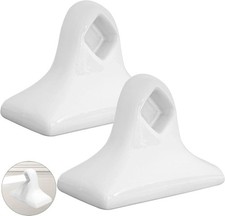 2 Pcs White Ceramic  Porcelain Towel Bar Brackets - Vintage Retro Towel Rack