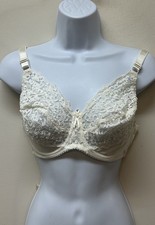 Vintage Wacoal Beige Sheer Lace Nylon Bullet Bra Size 34DD NEW NOS