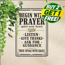 Inspirational Prayer Quote Rustic Farmhouse Style Faith Decor Metal Tin Sign