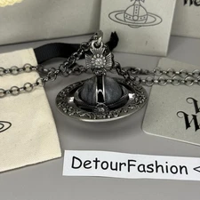 Vivienne Westwood Orb Large Japan Gunmetal Necklace WITH BOX