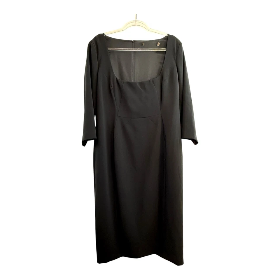 Vestido recto de diseñador Marina Rinaldi talla 23 (18 Aus/Reino Unido 14 EE. UU.) negro cuello redondo Foto 3 de 4