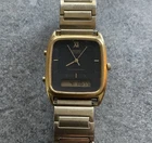 Seiko Analog Digital Mens Watch Black Dial 30mm Gold Tone Case H601-5438 A10