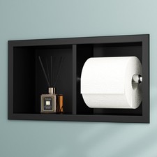 Dual Roll Recessed Toilet Paper Holder - 304 Stainless Steel Hidden in-Wall D...