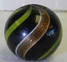  20612m Bigger .81 In Vintage German Handmade Black Banded Lutz Shooter Marble