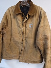 Carhartt 1989 100 YEARS Men's Brown Quilt Lined Work Jacket FLAWS DISTRESSED
