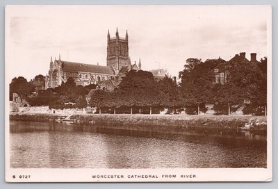 Worcester Kathedrale vom Fluss Worcestershire Kingsway Echtfoto S9727
