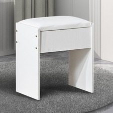 Vanity Stool Makeup Bench Dressing Stool with Cushion and Solid Legs,White