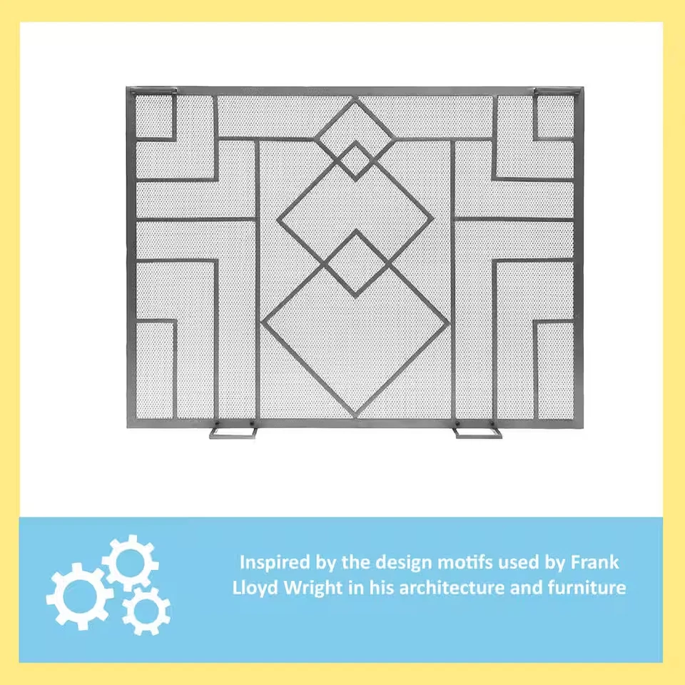 44 pulgadas Pantalla de chimenea L grafito 1 panel diseño Wright Foto 3 de 4