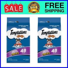  2 pack Temptations Soft  Crunchy Classic Salmon Cat Treats, 48    oz Canister