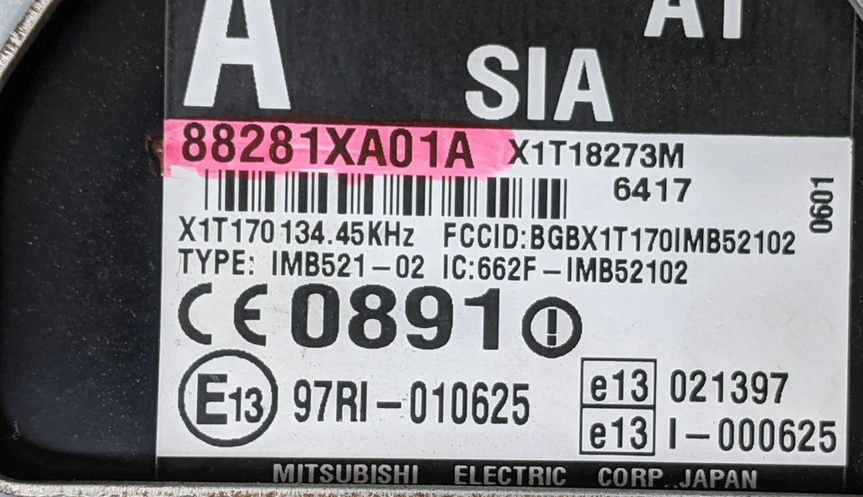 Subaru Tribeca B9 2007 módulo de control de carrocería de bloqueo de robo computadora 88281XA01A Foto 2 de 2