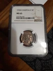 1938-D Indian Head Buffalo Nickel Certified NGC MS65 Bright Silvery Finnish