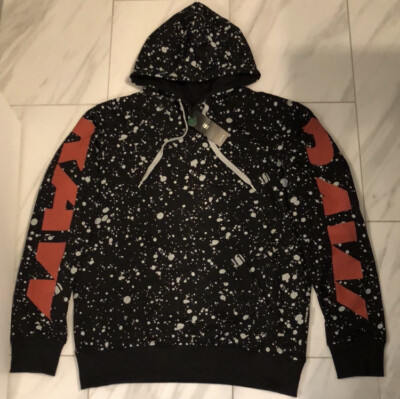 G-Star Raw Men's Painted Pullover Hoodie Black Red $150 New