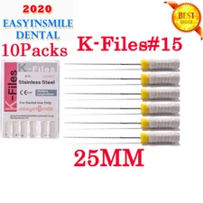 Dental Endo K Files #15 Endodontic Root Canal Hand File 25mm Stainless Steel 10X