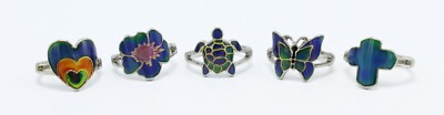 New High Quality Butterfly Heart Cross Flower Turtle Mood Rings #MR12