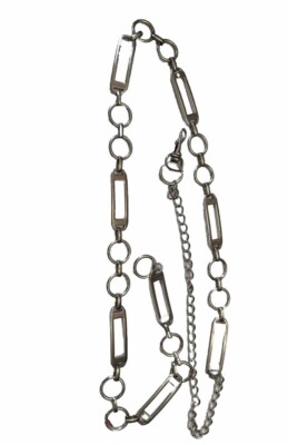 Silver Tone Oval And Circle Chain Link Belt Size 46  End To End.