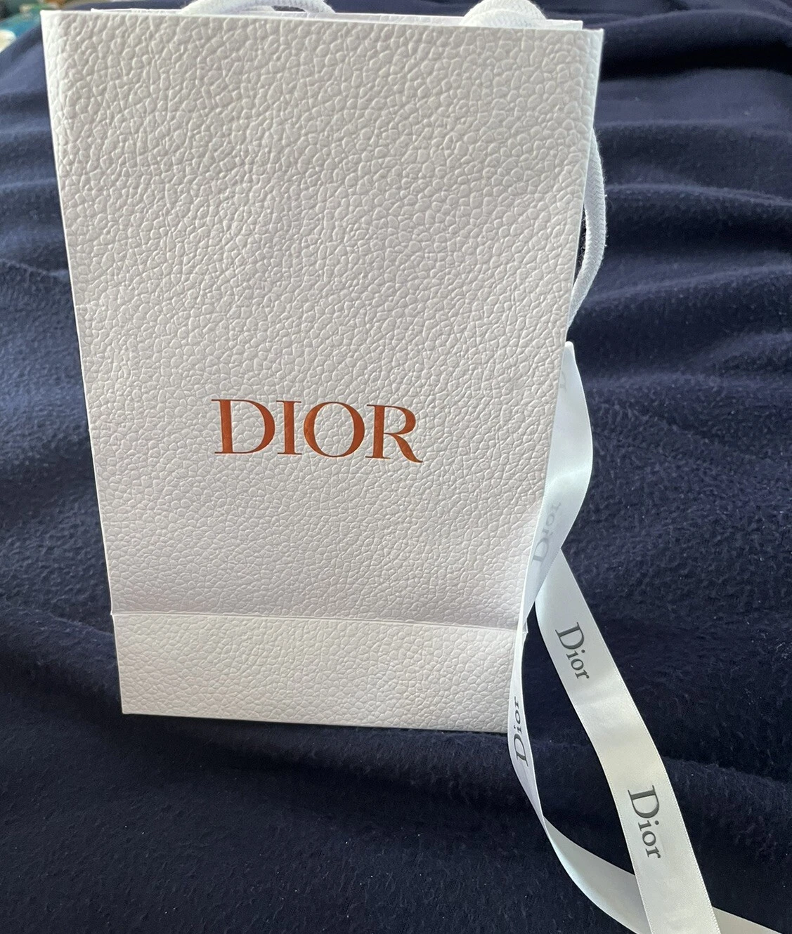 Petit sac de transport blanc Dior avec ruban